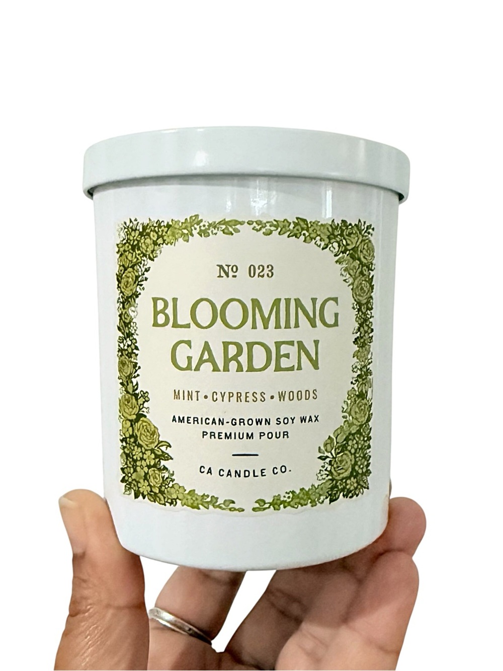 Leoben Company Blooming Garden No. 023 Luxury Scented Candle - White Green Label